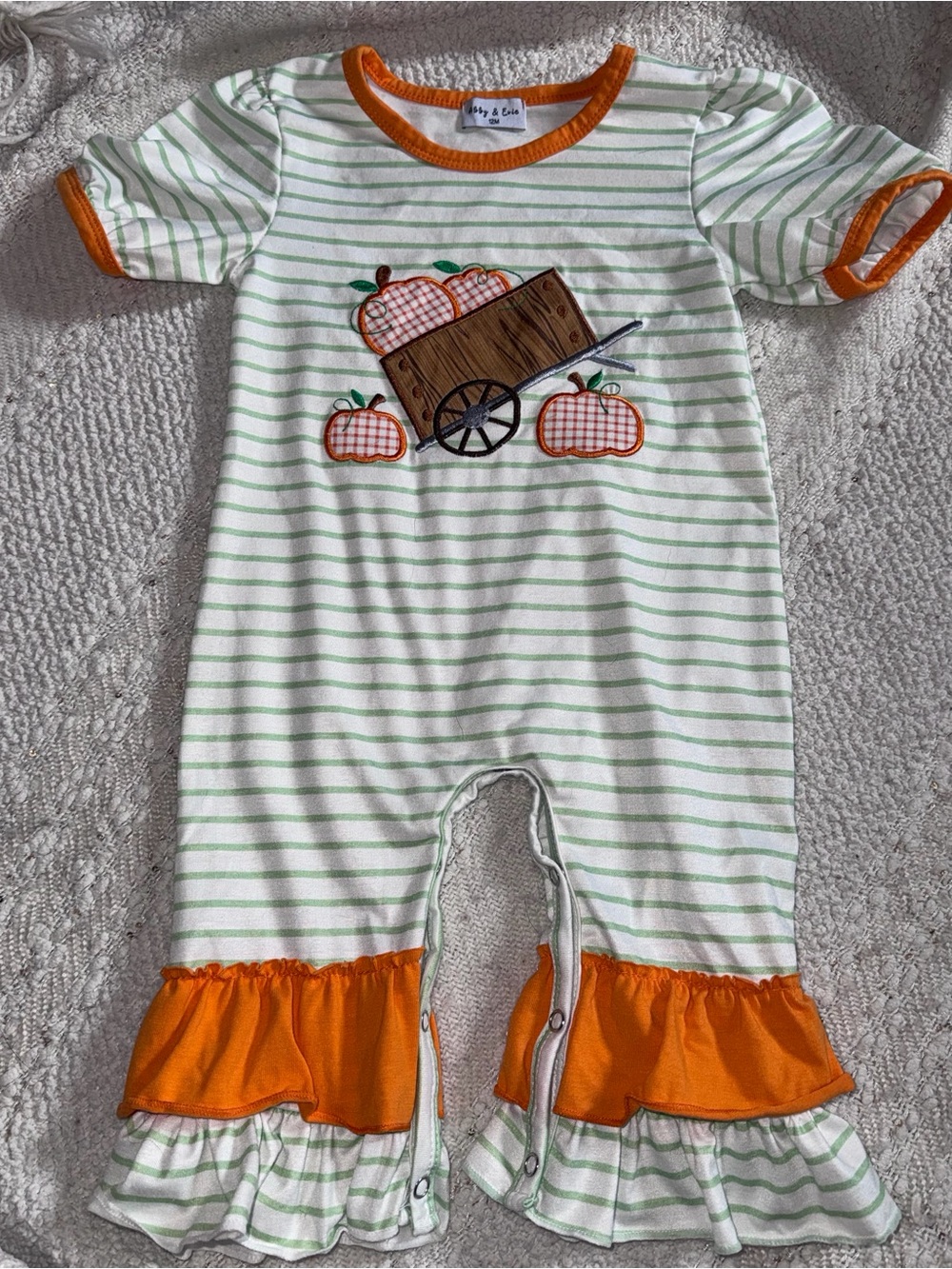 Striped Pumpkin Ruffle One-Piece in Green & Orange